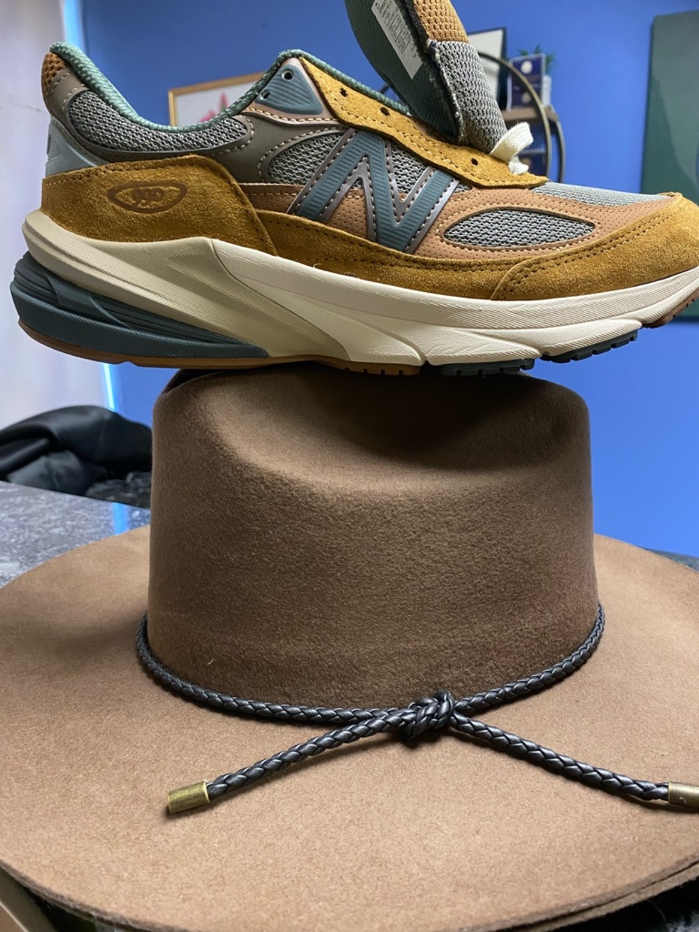 New Balance 990v6 Carhartt WIP Sculpture Suede & Mesh Sneaker - Mustard Brown